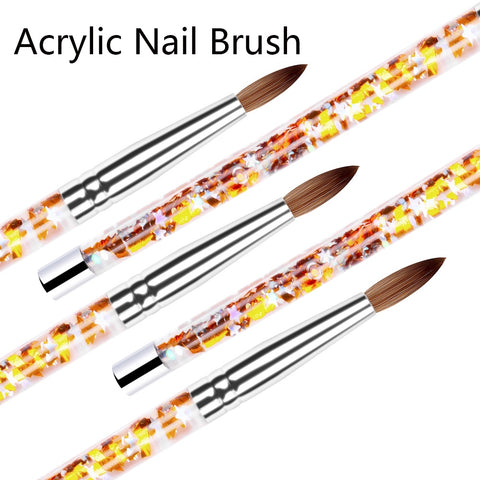 Kolinsky Sable Acrylic Nail Art Brush No 8/10/12/14 UV Gel Carving Pen Brush Liquid Powder DIY Nail Drawing Liquid Glitter Handl