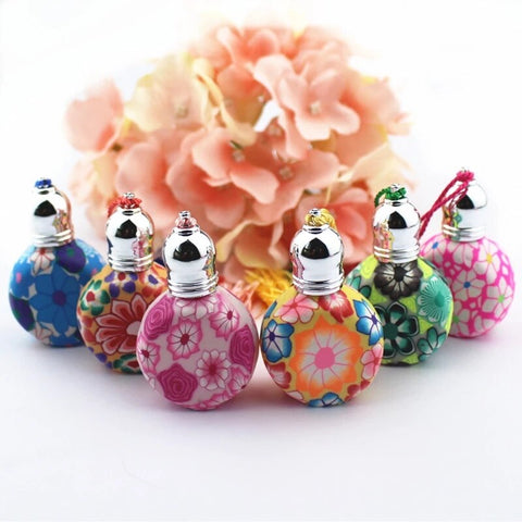 1PCS Colorful 10ml Roll On Perfume Bottles Polymer Clay Empty Glass Roller Vials Refillable Thick Glass Essential Oil Bottle