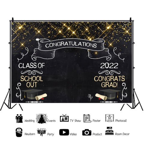 Congratulations Class Of 2022 Photography Backdrop Golden Spots Party Decoration Photographic Background Photophone Photo Studio