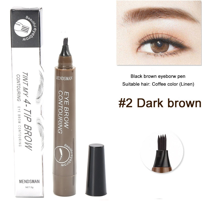 5 Colors Eyebrow Pen Waterproof 4 Fork Tip Eyebrow Tattoo Pencil Cosmetic Long Lasting Natural Dark Brown Liquid Eye Brow Pencil