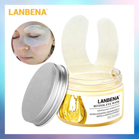LANBENA Retinol Eye Mask Eye Patch Reduces Dark Circles Ageless Anti-Puffiness Lifting Firming Eye Serum Cream Skin Care 50PCS