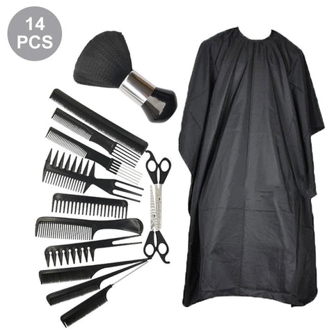 Beyprern 14Pcs Hair Scissor Hairdressing Scissors Kit Hair Cutting Cape Scissors Hairbrush Hair Clip Grooming Comb Barber Haircut Set
