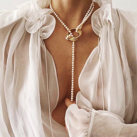 Vintage Exaggeration Statement Choker Necklace Wedding Imitation Pearl Coin Pendant Necklaces Women Chain New Jewelry