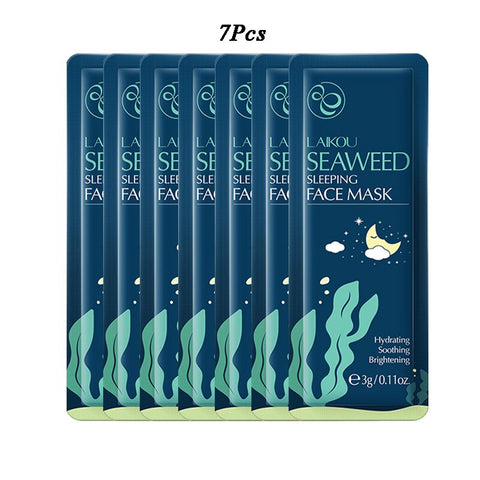 7Pcs LAIKOU Sakura Snail Seaweed Moisturizing Sleeping Mask Cream Portable Face Mask Anti Wrinkle Hydrating Nourishing Skin Care