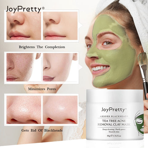 Tea Tree Clay Mask Remove Acne Facial Mask Anti Black Spots Whitening Deep Cleaning Beauty Face Cosmetics Skin Care