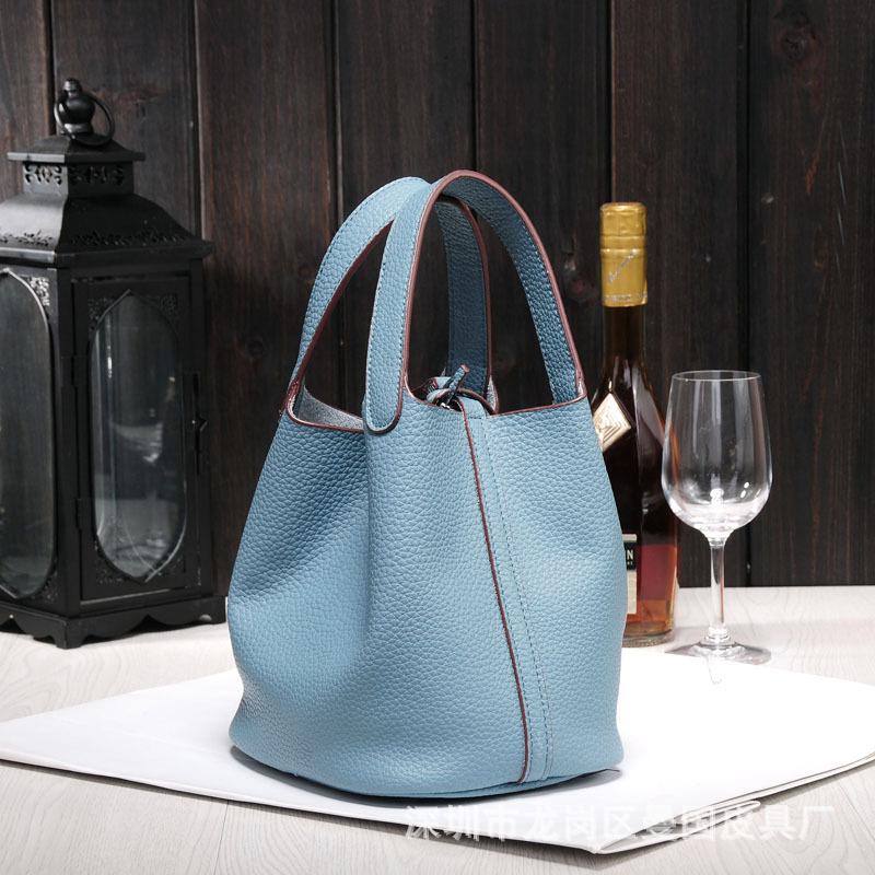 Beyprern Genuine Leather Bucket Bag Women Mini Shoulder Bags Europe Style tote bag Candy Color Handbag For Women