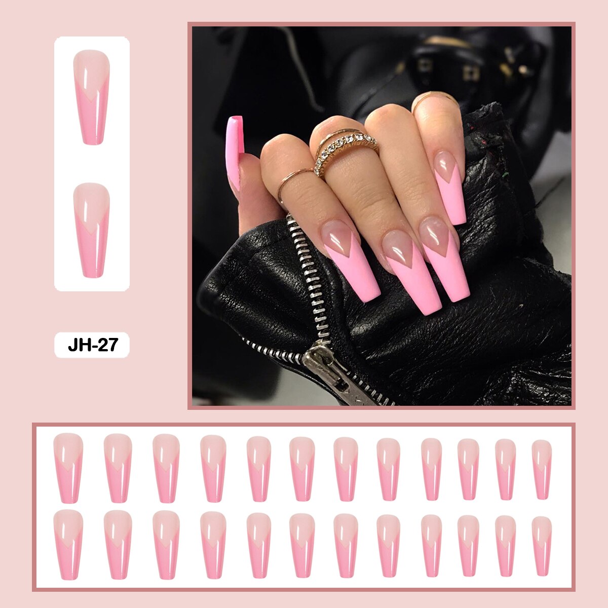 Graduation gifts Geometric Simplicity Wearable Long Trapezoid False Nails Fake Nails With Glue 24pcs/box With Wearing Tools As Gift