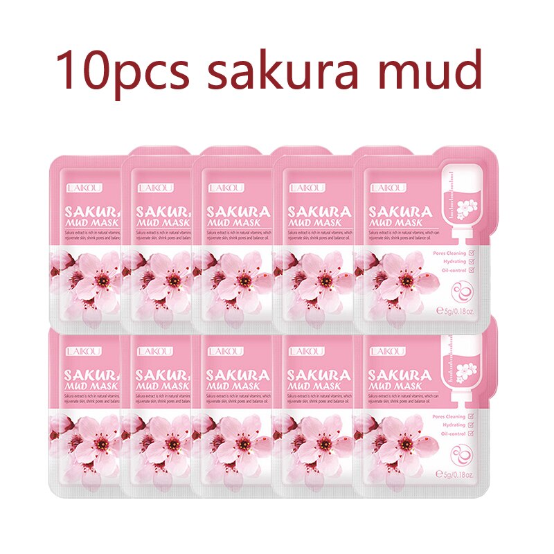 Beyprern 10PCS Facial Pack Cherry Matcha Mung Bean Mud Mask Increases Elasticity Oil Control Prevents Aging Deeply Cleaning Wrapped Mask