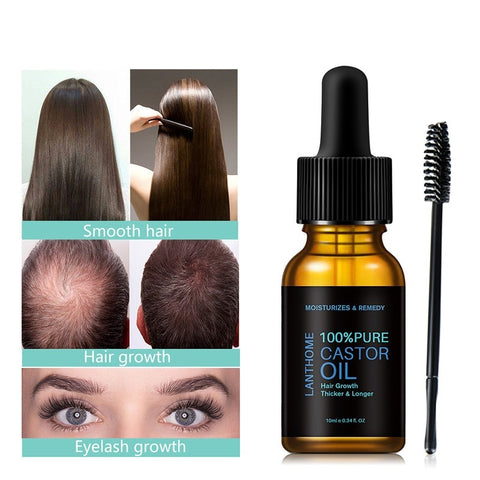 Pure Castor Oil Eyelashes Growth Serum Hair Treatment Eyebrow Fast Growth Liquid Essential Oil Makeup Eyelash Enhancer 10ml