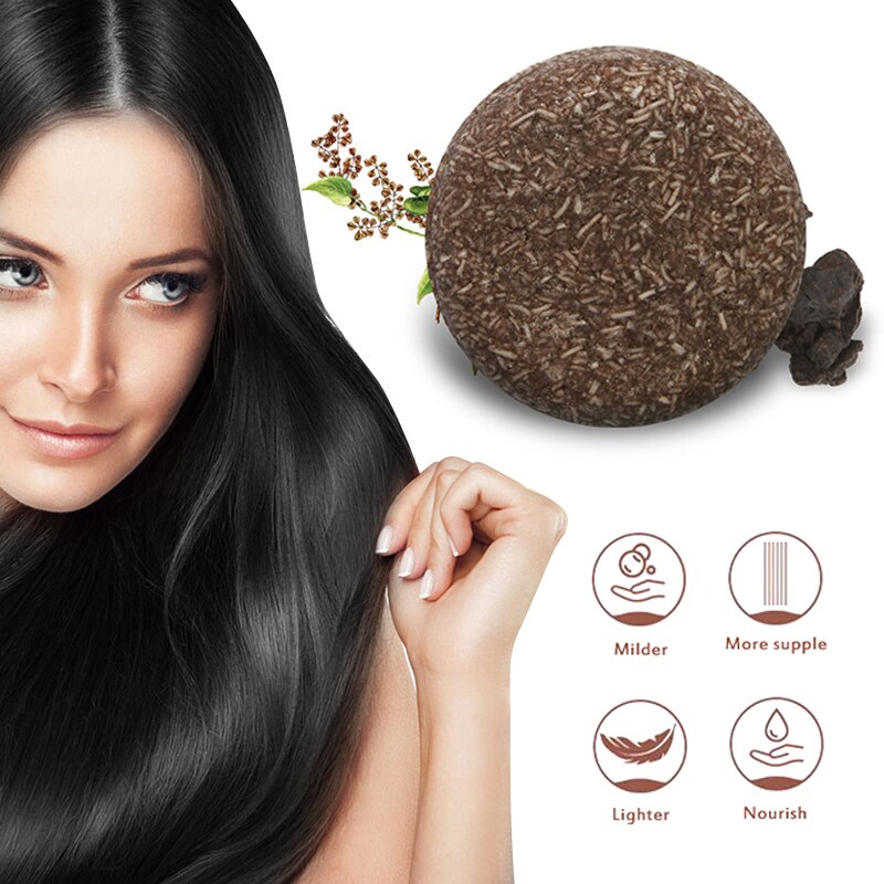 Beyprern 100% Natural Organic Conditioner Repair Natural Soap Hair Darkening Shampoo Bar Hair Refreshing Scalp Hair Care  TSLM1