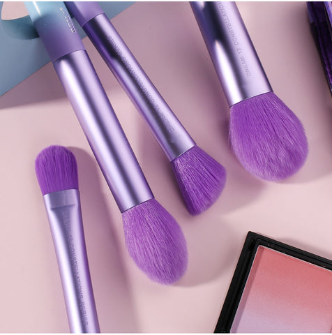 Beyprern Purple 12Pcs Makeup Brushes Professional Foundation Highlighter Blusher Eyeshadow Make Up Brushes Set With Cosmetic Bag