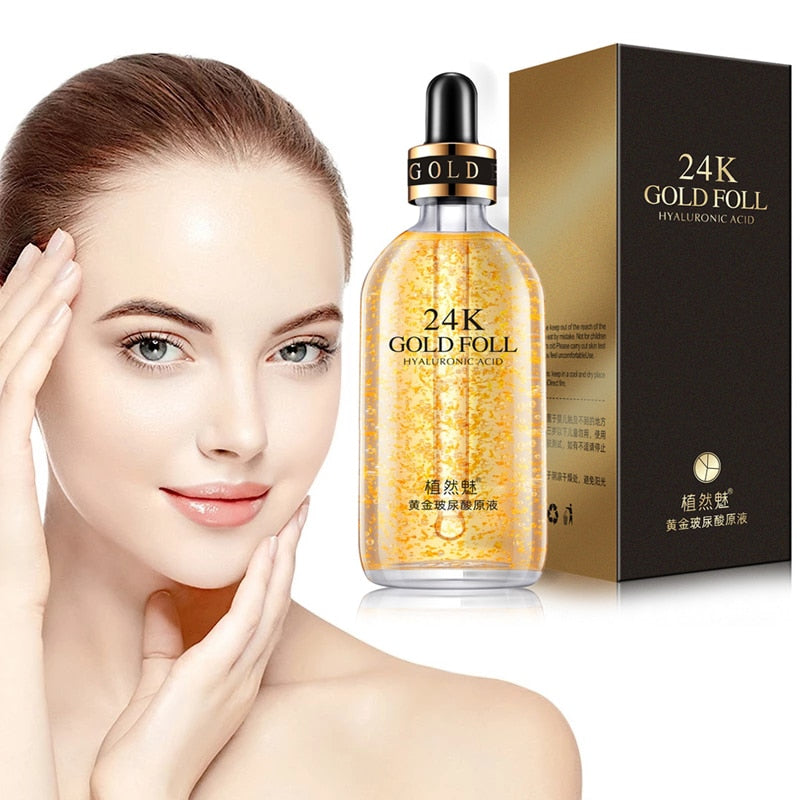 Beyprern 100Ml 24K Gold Hyaluronic Acid Serum Tense Moisturing Essence Pure  Anti Wrinkle Anti Age Whiten Gold  Skin Care Essence