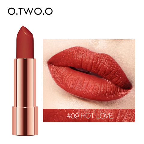 O.TWO.O Matte Lipstick Nude Brown Red Lips Makeup Velvet Silky Smooth Texture Long Lasting Waterproof Lip Stick 12 Colors
