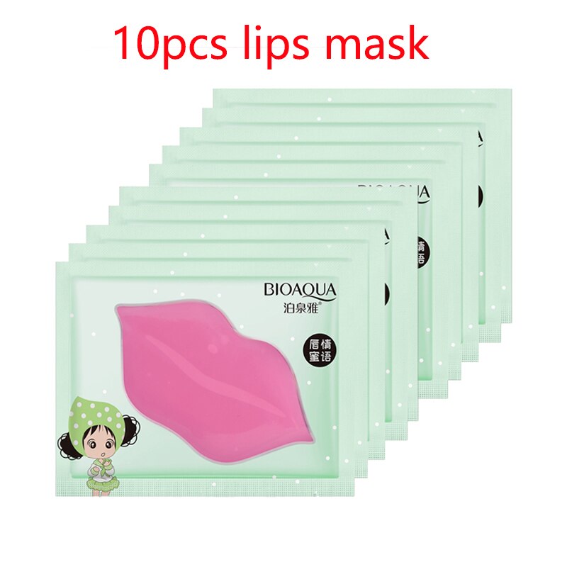 Beyprern 10Pcs Strawberry Lips Mask Natural Fruit Collagen Nourishing Moisturizing Repairing Tender Sexy Lips Prevent Chapped Lips Care