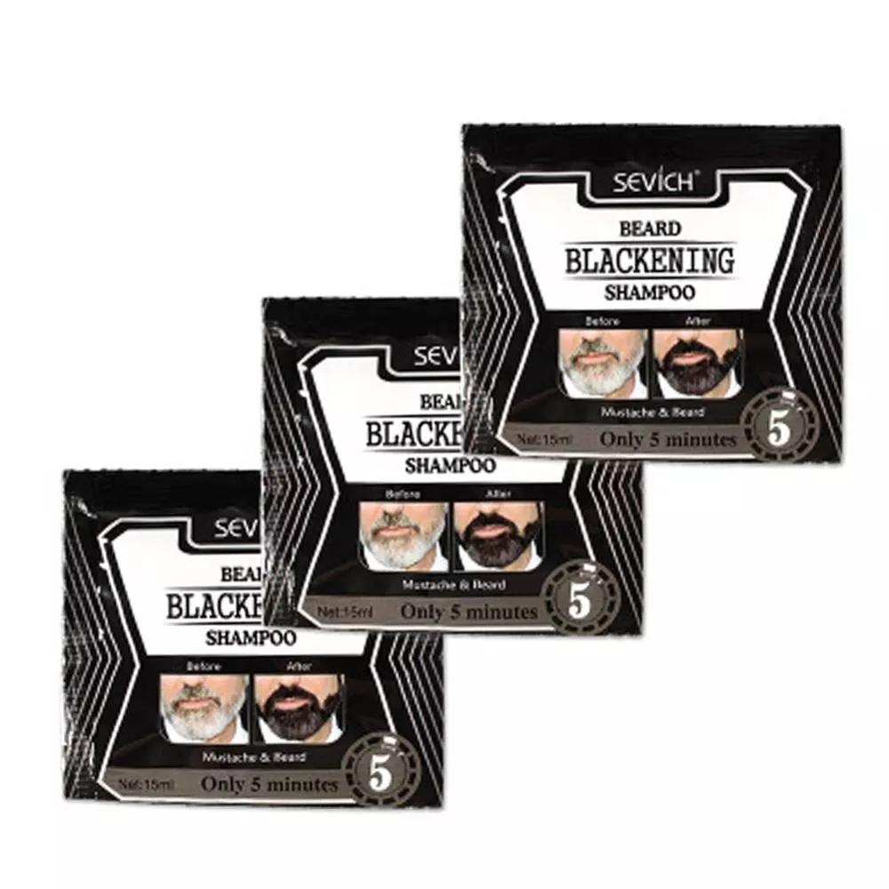5pcsInstant Dark Beard Shampoo 5Mins Blackening Beard Shampoo Dye Beard Into Black Herb Natural Faster Blackening Beard Coloring