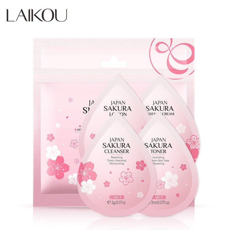 LAIKOU Sakura Repairing Moisturizing Skin Care Set Portable Whitening Brighten Skin Acne Treatment Anti Aging Nourishing Suit
