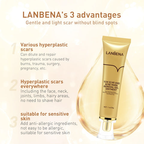 LANBENA Scar Gel Original TCM Scar Removal Cream Pimple Stretch Marks Keloid Remover Skin Repair Face Spots Treatment Care 10Pcs