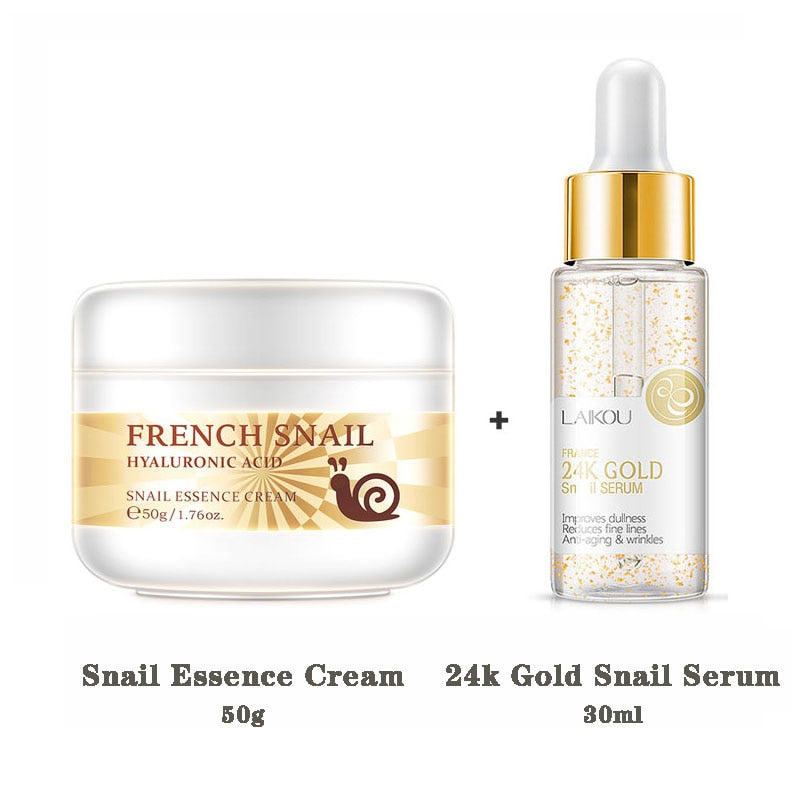 Snail Face Cream Essence Cosmetic Set Hyaluronic Acid Moisturizing Anti Aging Nourishing Skin Care Face Hydrating Kit Oil Remove