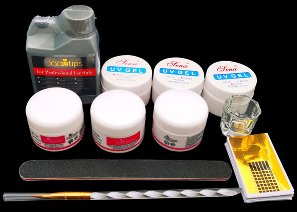 Pro Acrylic Kit With Drill Machine Acrylic Liquid Nail Glue Glitter Powder Nail Tips Nail Art Tool Kit UV nail lamp Nail Machine