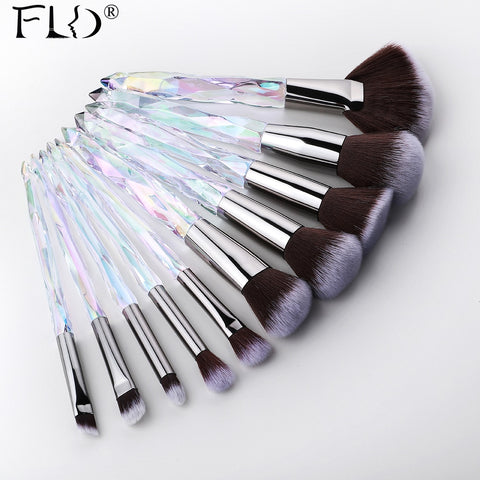 FLD 13/10/5pcs Crystal Makeup Brushes Set Powder Foundation Fan Brush Eye Shadow Eyebrow Professional Blush Makeup Brush Tools