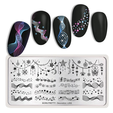 Christmas Gift BORN PRETTY Nail Stamping Plates Flower Elemental Ornament Stamp Rectangle Template Nail Art Image Decoration DIY Theme L001