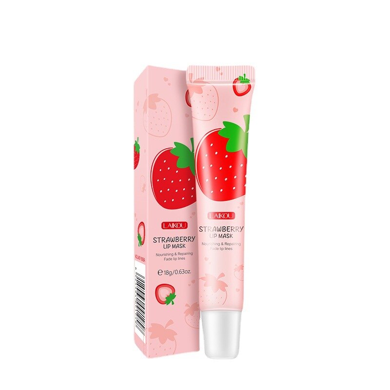 LAIKOU 18g Strawberry Lip Mask Sleep Mask Anti-Wrinkle Remove Lip Lines Long Lasting Moisturizing Lip Cream Nourishing Lip Care