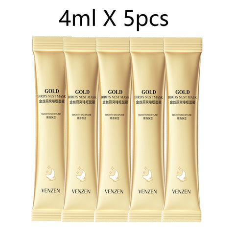 5pcs/lot Golden Silk Bird's Nest Sleeping Mask Moisturizing and Hydrating Brightening Complexion Facial Mask Skin Care Products