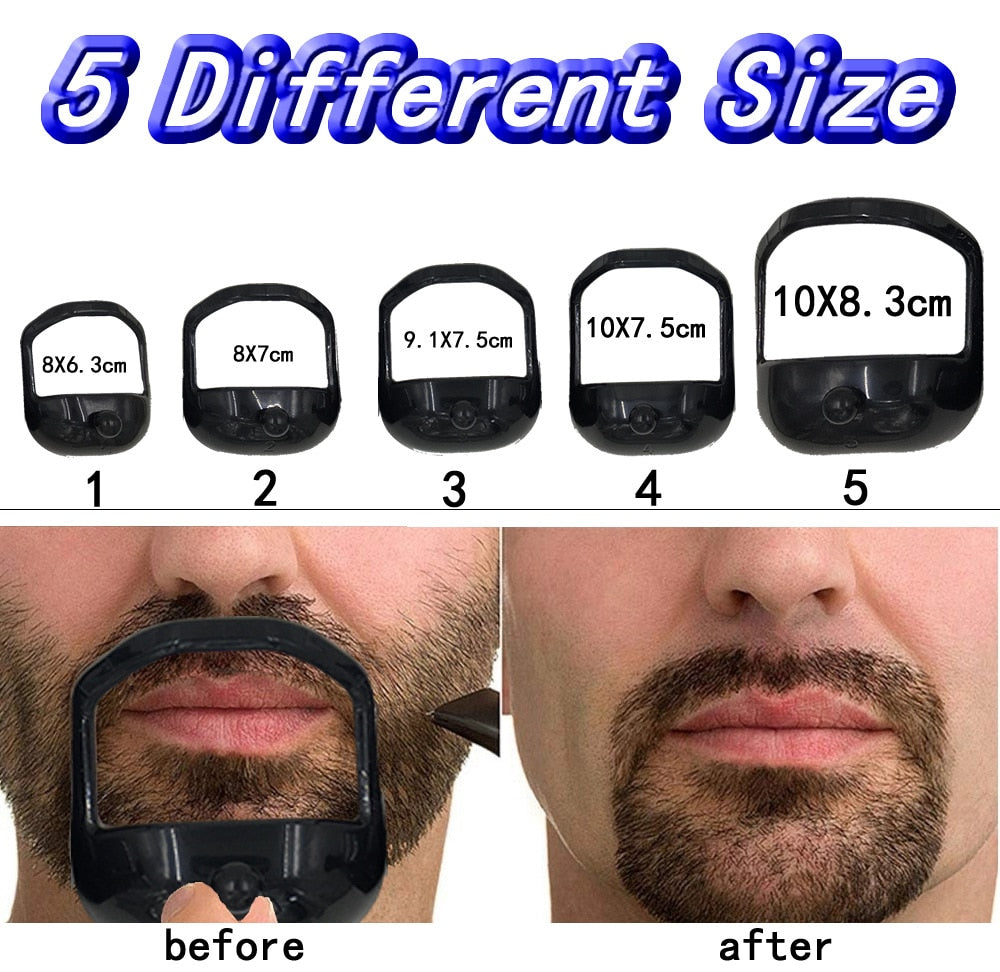 Beyprern New 5 Pcs Men Tool Template Guide Design Mustache Beard Goatee Shaving Shaper Style Beard Comb Perfect Shape Transparent Styling