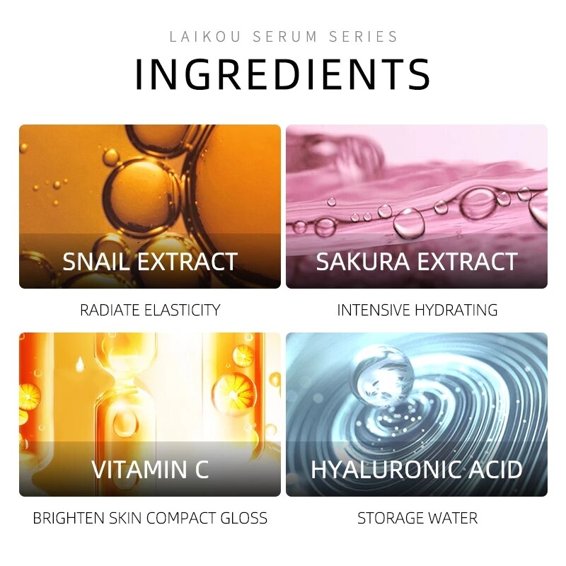 Serum Japan Sakura Essence Anti-Aging Hyaluronic Acid Pure 24K Gold Whitening Vitamin C  Skin Care Face Serum