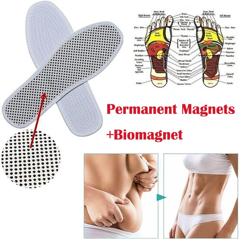 Beyprern 1 Pair Magnetic Therapy Insoles For Slimming Weight Loss Foot Massage Health Care Shoes Mat Pad Self-Heating Tourmaline Insoles
