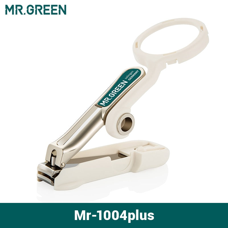 MR.GREEN Nail clipper with Magnifying Glass magnifier For Poor Vision Stainless Steel No Splash Manicure Tools Cutter Idea Gift
