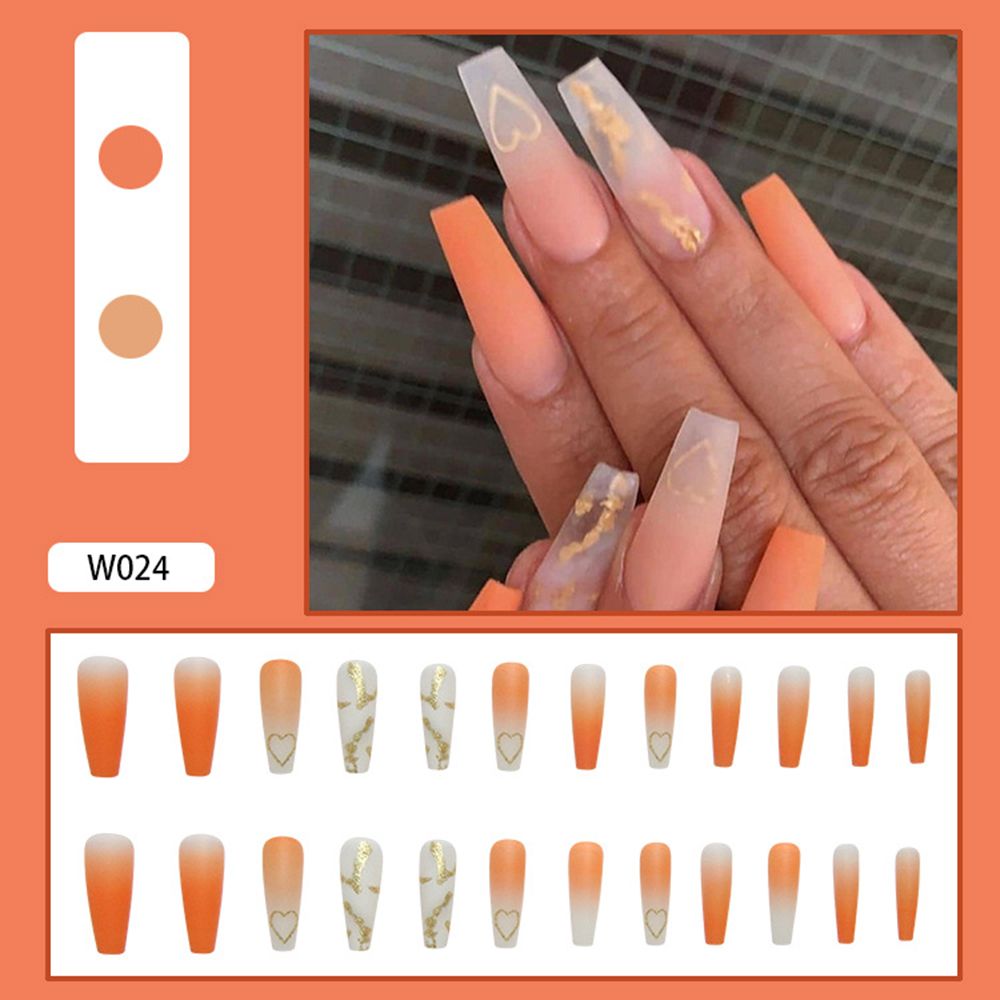 Beyprern 24pcs Fake Nails With Glue Detachable Taiji Long Coffin False Nails Wearable Ballerina Nails Full Cover Nail Tips Press On Nails