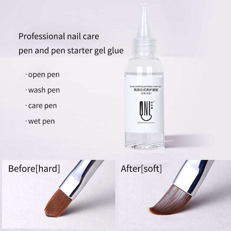 Beyprern Nail Art Wash Pen Gel  60ml Cleaning Brushes Gel 1PCS Nail Gel Remover Brush Nail Art Manicure Acrylic Washing Pen Tool