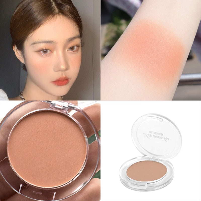 Beyprern 6 Colors Single Blush Palette Face Cream Concealer Foundation Powder Waterproof Lasting Face Rouge Powder Natural Peach Blusher
