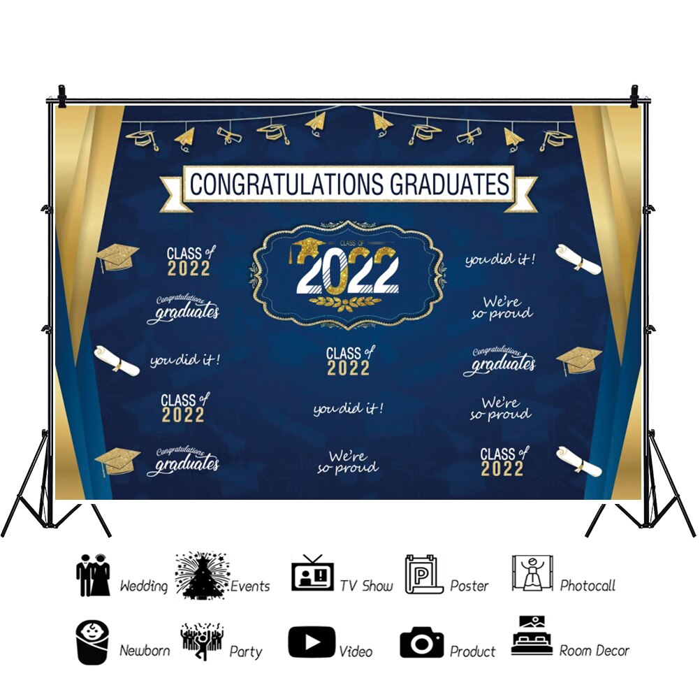 Graduation Class Of 2022 Photocall Backdrop Congratulate Party Decoration Photographic Photography Background Photo Studio Props