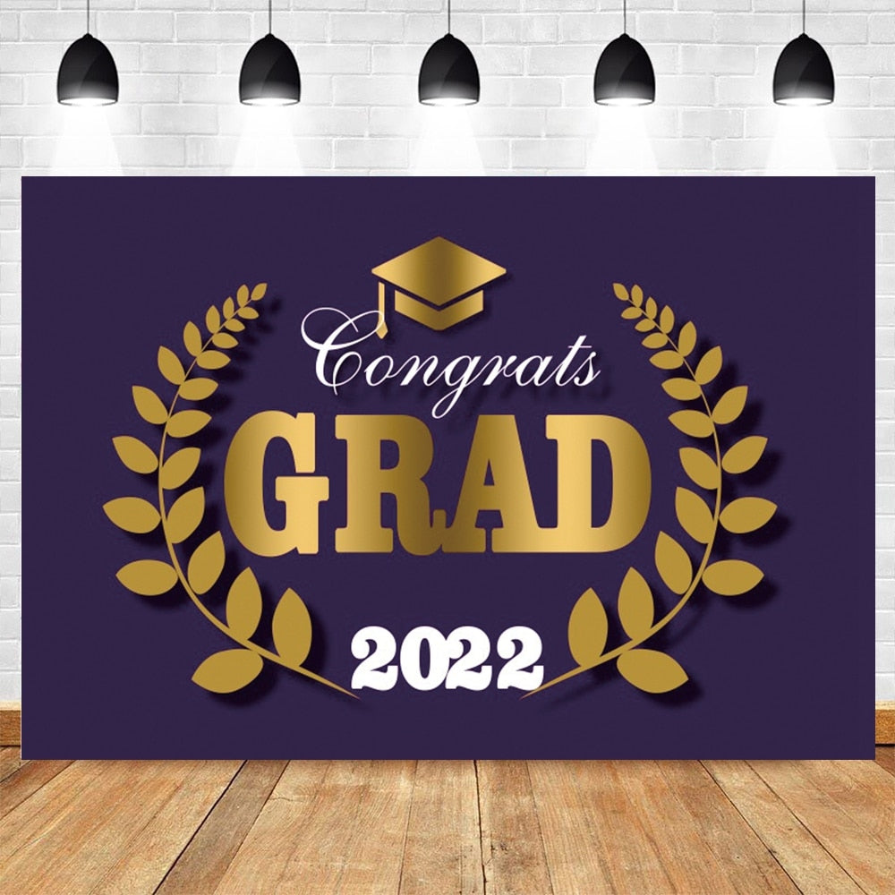 Graduation Party Grade 2022 Photography Backdrop Bachelor Cap Decor Congratulate Photographic Background Photophone Photo Studio