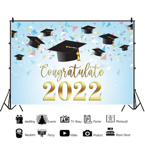 Congratulate Graduation Party Class 2022 Photography Backdrop Bachelor Cap Decor Photographic Background Photophone Photo Studio