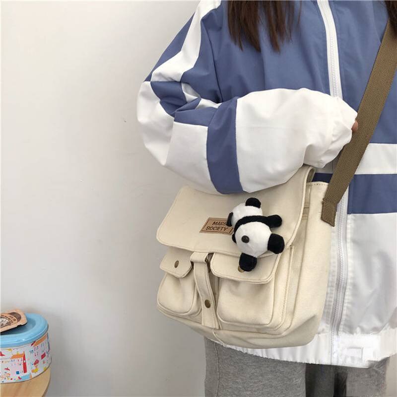 Back To School Women's Canvas Bag Japanese Department Harajuku Windsuit Messenger Bag Female Korean Students Shoulder Bags Vintage Canvas Bag