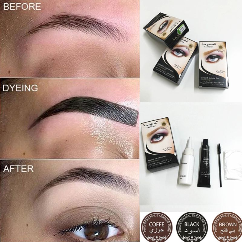 Beyprern Professional Series Henna Eyelash Eyebrow Dye Tint Gel Eyelash Brown Black Color Tint Cream Kit, 15-minute Fast Tint Easy Dye
