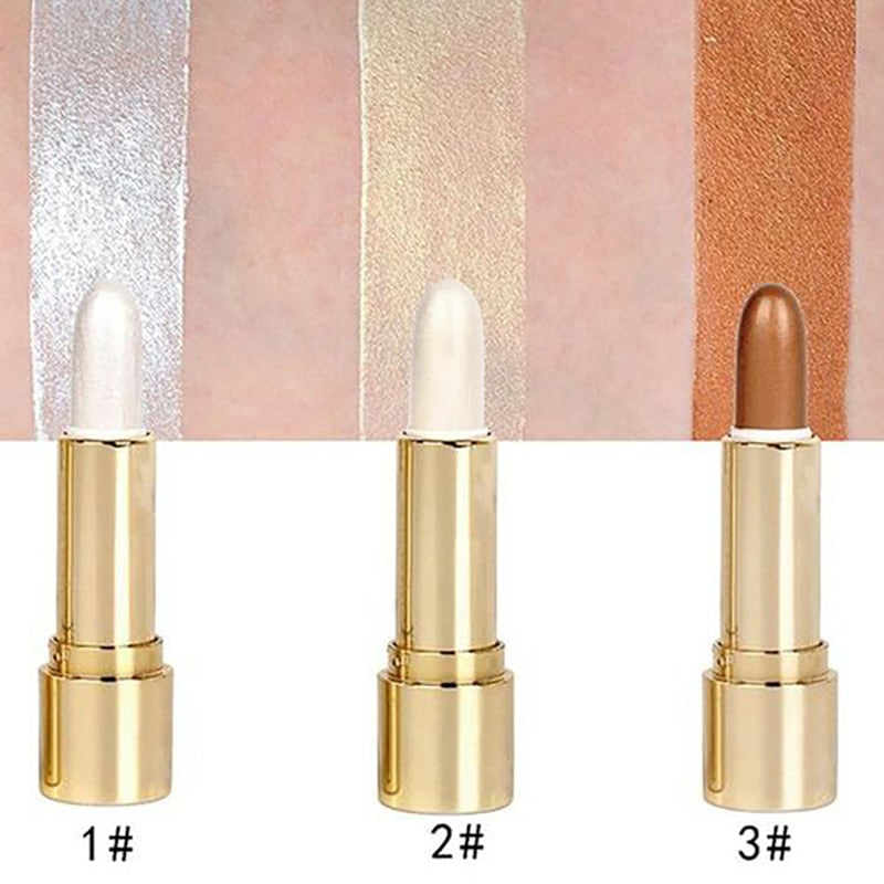 Beyprern 3 Colors 3D Face Brighten Highlighter Bar Cosmetic Face Contour Bronzer Shimmer Highlighter Stick Concealer Cream Makeup tool