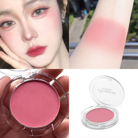 Beyprern 6 Colors Single Blush Palette Face Cream Concealer Foundation Powder Waterproof Lasting Face Rouge Powder Natural Peach Blusher