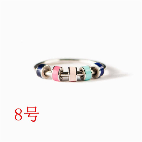 Free Rotation Colourful Beads Rings for Women Men Decompression Anti-stress Anxiety Finger Ring Friendship Birthday Jewelry Gift